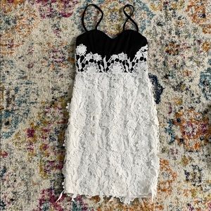 White and black mini dress
